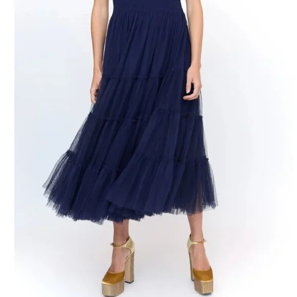 Hill House Home Collection "Ellie" Tulle Nap Dress Navy XS - Picture 3 of 6